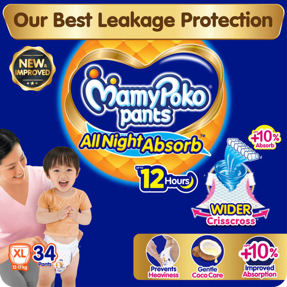 Mamypoko All Night Absorb Pant Style Diaper | XL | 34 pcs