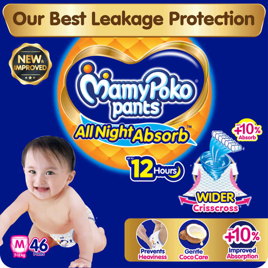 Mamypoko Pants All Night Absorb Pant Style Diaper | M | 46 pcs