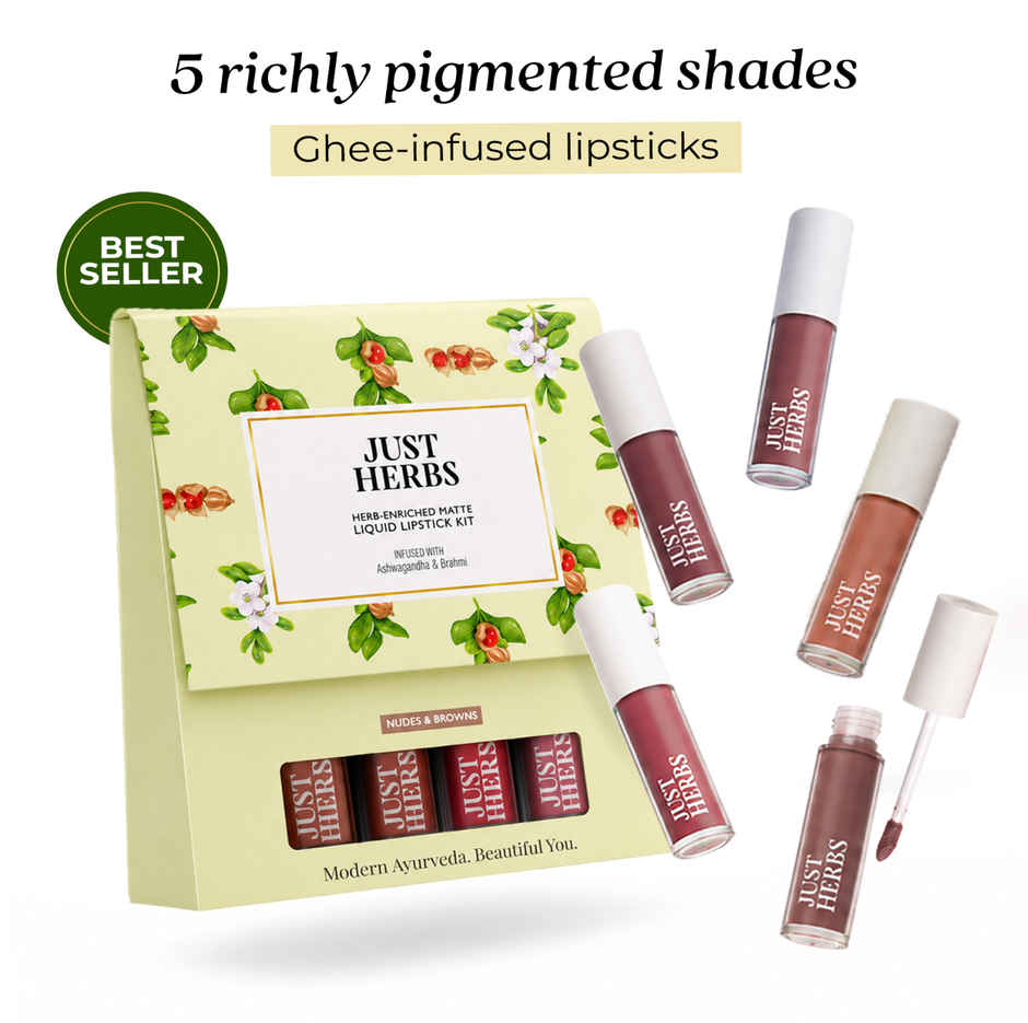Just Herbs Ayurvedic Liquid Lipsticks Gift Box Set| Nudes & Brown