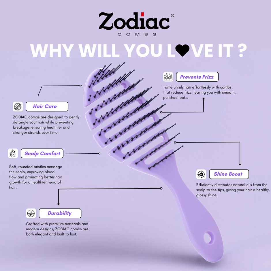 Zodiac Oval Pop Hair Brush | Frosty Lilac