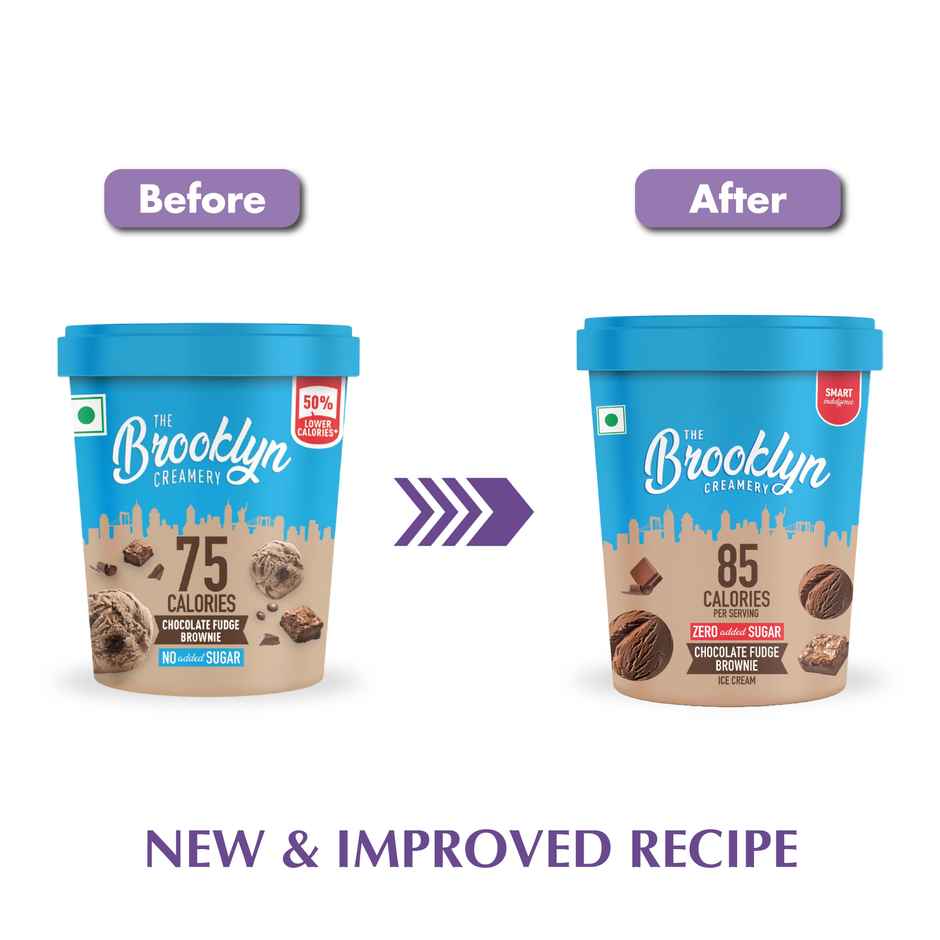 The Brooklyn Creamery Chocolate Fudge Brownie Ice Cream Tub |Low Calorie Zero Added Sugar