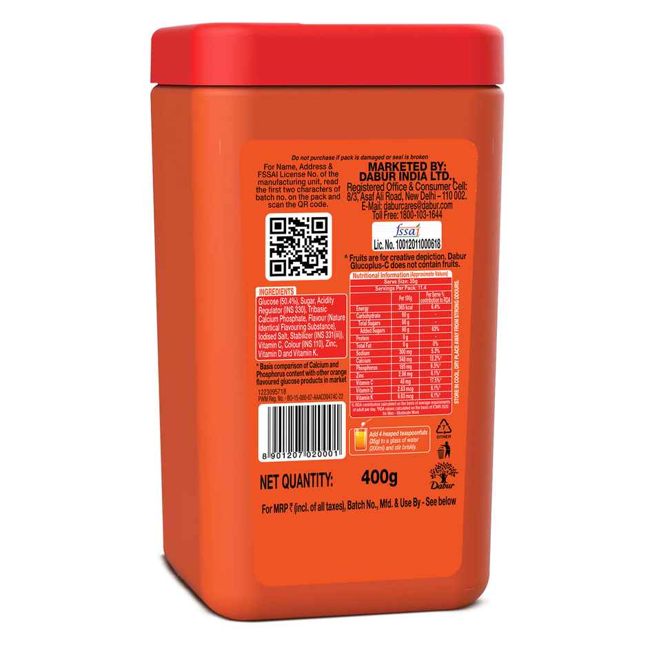Dabur Glucoplus-C Orange Instant Energy Glucose Powder