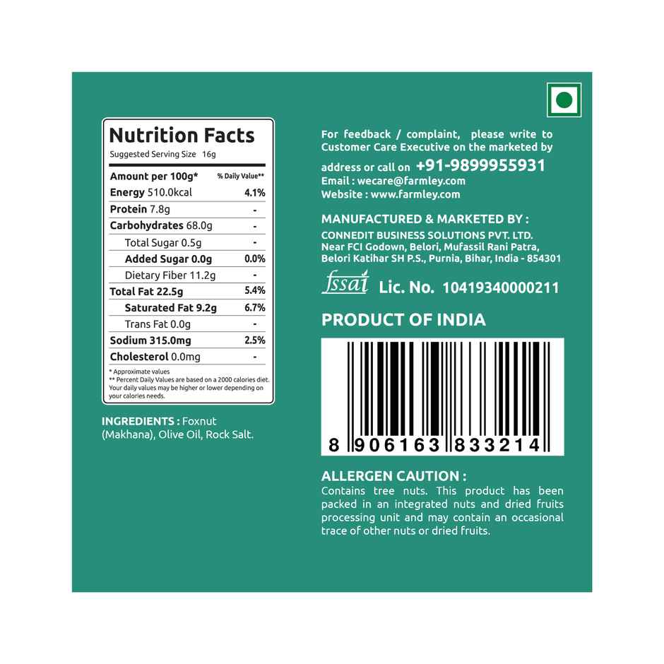 Farmley Himalayan Salted Makhana Roasted In Olive Oil Healthy Snacks