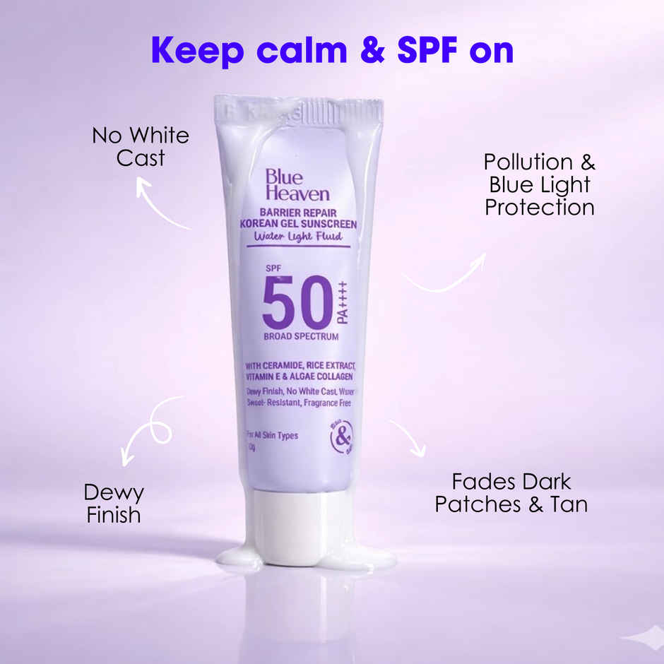 Blue Heaven Glam Ready Beauty Gift Set With Pouch - Lipstick, Eyeliner, Mascara, Perfume, Sunscreen