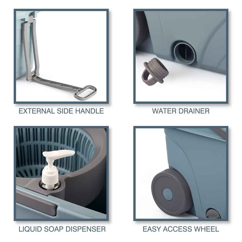 Cello Max Clean Bucket Spin Mop, Grey