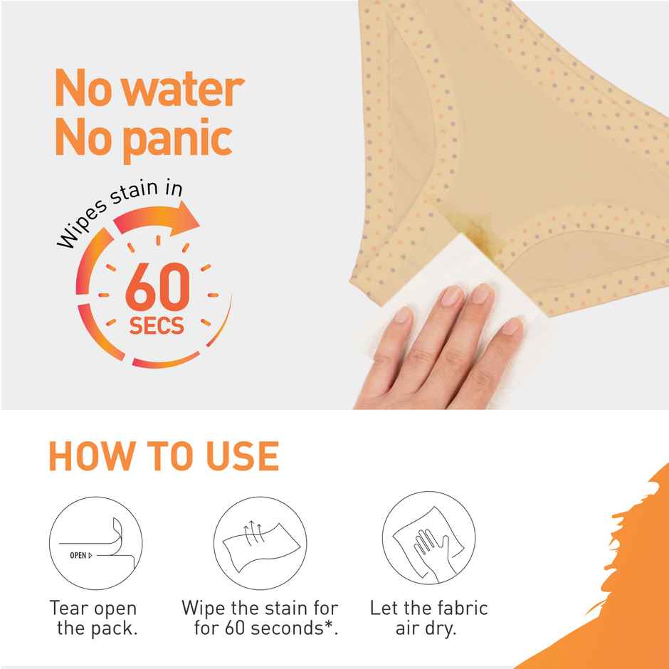 Sirona Period Stain Remover Wipes | Instant Stain Remover | Fabric Wipes for Fresh Blood Stains