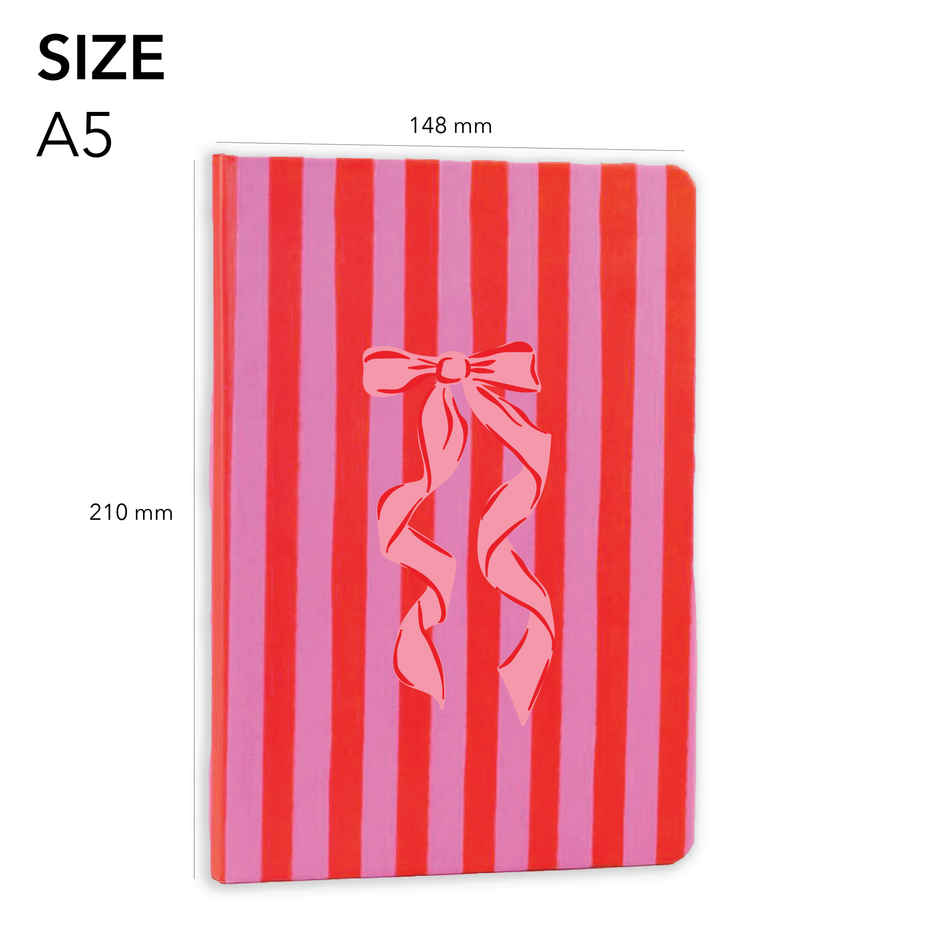 Tiger Notes Valentines Day Bow Stripes A5 Notebook