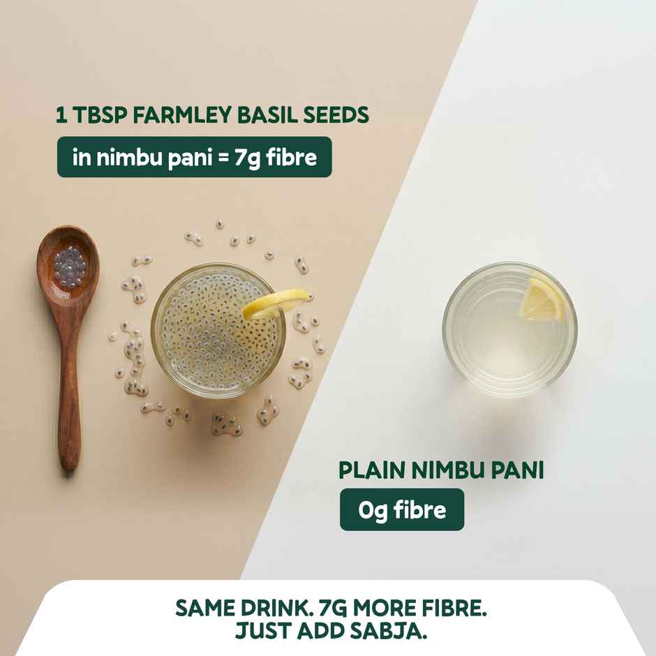 Farmley Raw Basil Seeds | Rich In Protein | Fiber Diet Sabja Seeds | Tukmaria Basil Seeds