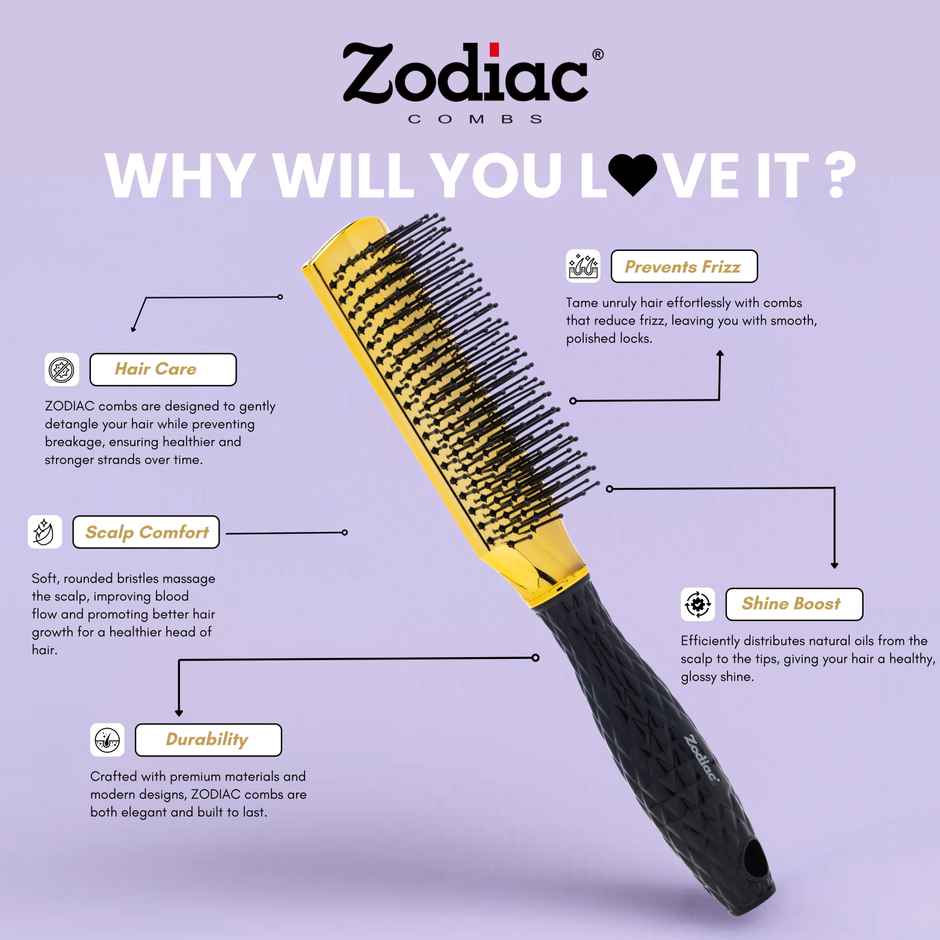Zodiac Diamond Flat Hair Brush | Chrome Gold