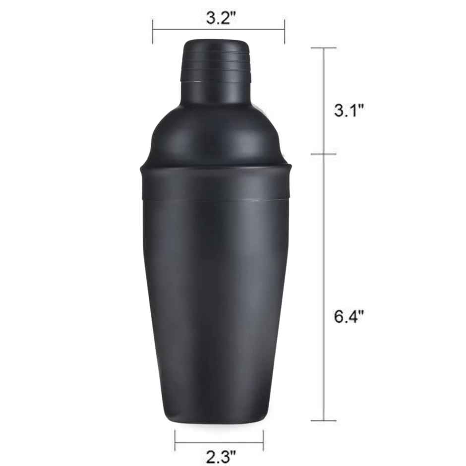 Cocktail Shaker With Peg Measure | Matte Black | 750 ml | Happyware