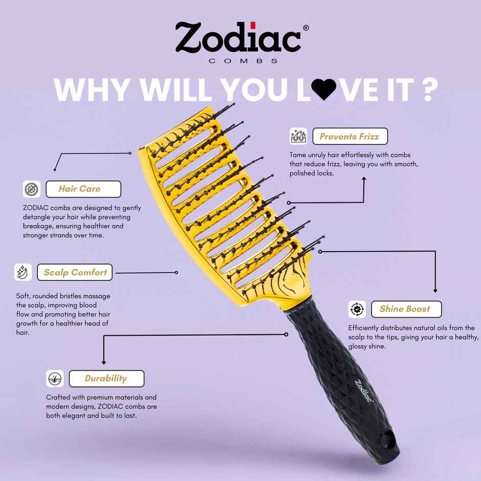 Zodiac Diamond Vent Hair Brush | Chrome Gold
