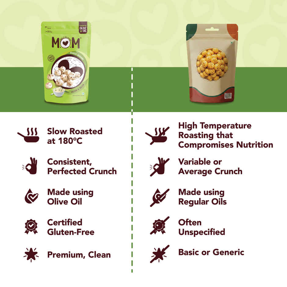 MOM - Cream N Onion Roasted Makhana| Source of Protein | No Palm Oil