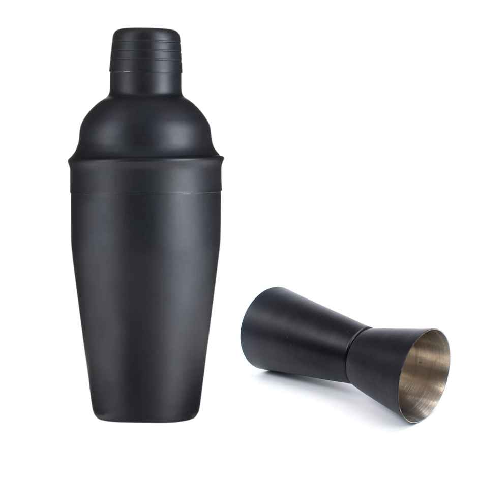 Cocktail Shaker With Peg Measure | Matte Black | 750 ml | Happyware