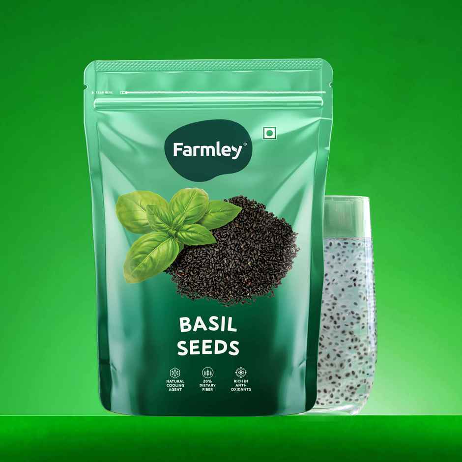 Farmley Raw Basil Seeds | Rich In Protein | Fiber Diet Sabja Seeds | Tukmaria Basil Seeds
