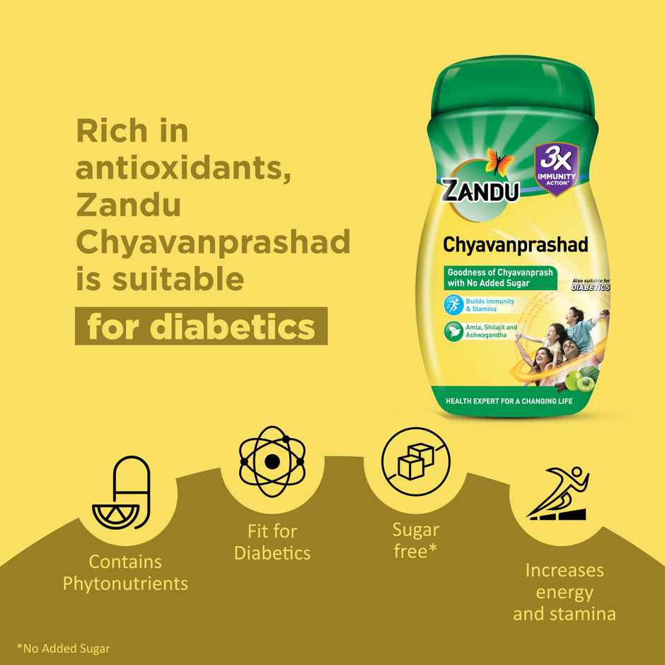 Zandu Chavanprashad Sugar Free Chyawanprash with Amla, No Added Sugar, Ashwagandha & Shilajit