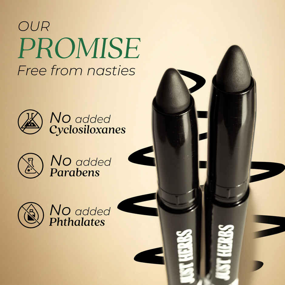 Just Herbs Naynam Day Long Kohl Kajal Smudge-Proof Sweet Almond Oil & Vitamin E (Deep Black)