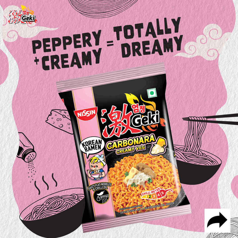 Nissin Geki Carbonara Creamy Veg Korean Ramen Noodles