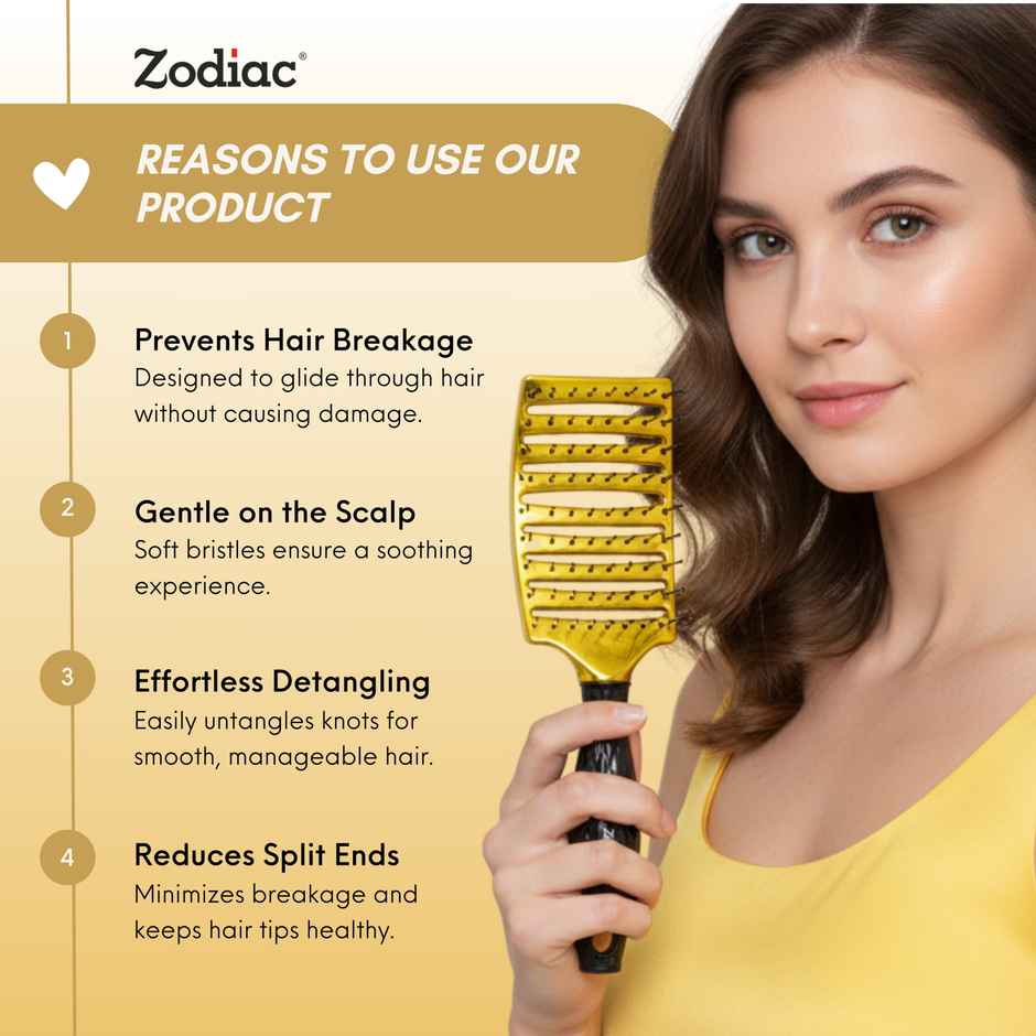 Zodiac Diamond Vent Hair Brush | Chrome Gold