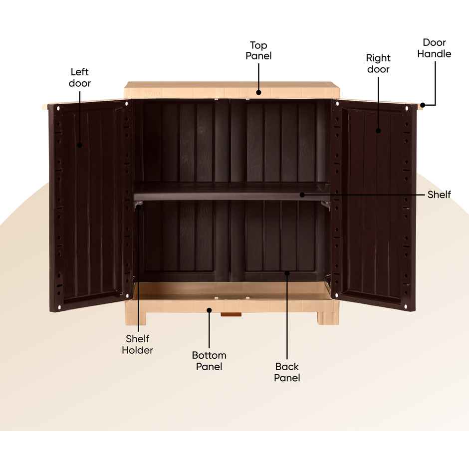 Avro Furniture Star Plastic Almirah | Cabinet Brown & Beige