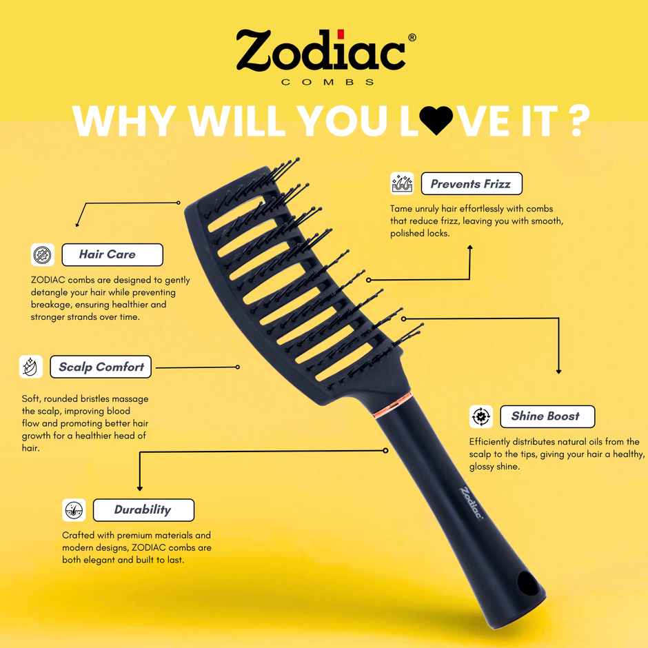 Zodiac Swiss Vent Hair Brush | Black Matt