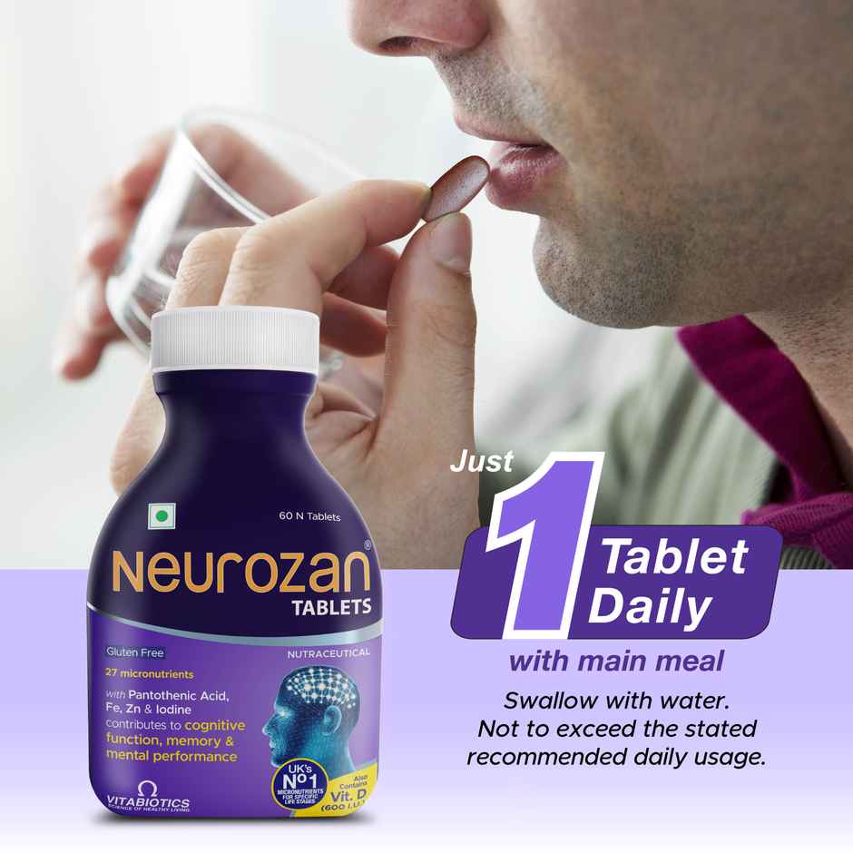 Neurozan Brain Health Tablets with Ginkgo Biloba Memory, Focus and Cognitive Support