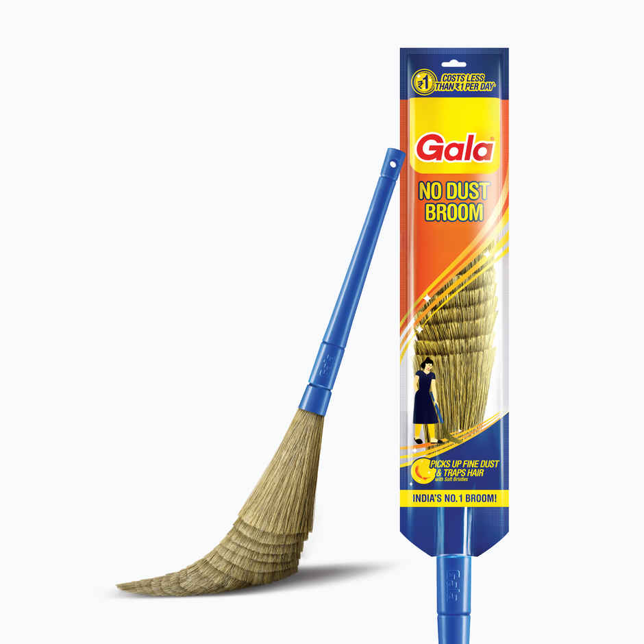 Gala No Dust Floor Cleaning Broom | Jhadu 90cm, Plastic, Blue and Brown