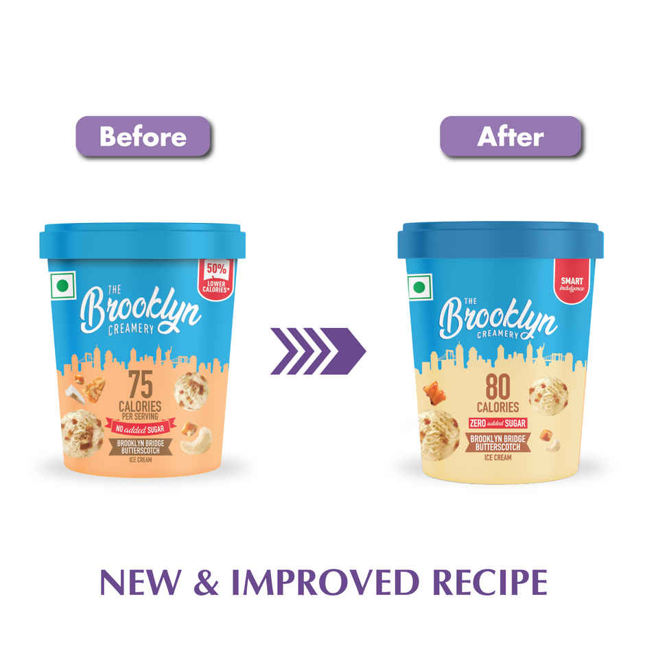 The Brooklyn Creamery Brooklyn Bridge Butterscotch Ice Cream Cup |Low Calorie Zero Added Sugar