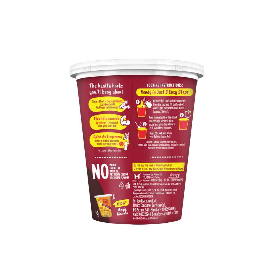 Saffola Cuppa Oats - Spicy Mexicana | No Maida | No Added Preservatives