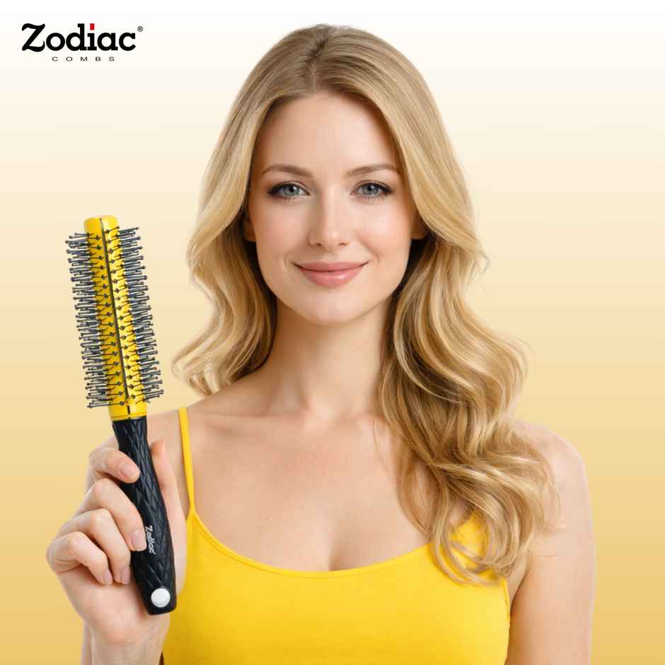 Zodiac Diamond Round Hair Brush | Chrome Gold