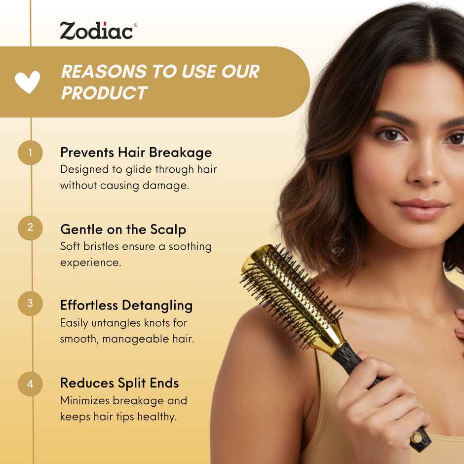 Zodiac Diamond Flat Hair Brush | Chrome Gold