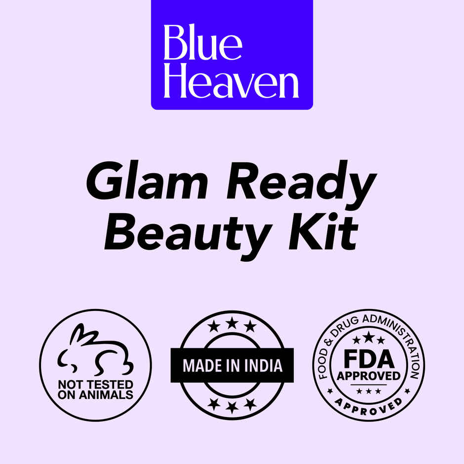 Blue Heaven Glam Ready Beauty Gift Set With Pouch | Lipstick, Eyeliner, Mascara, Perfume, Sunscreen