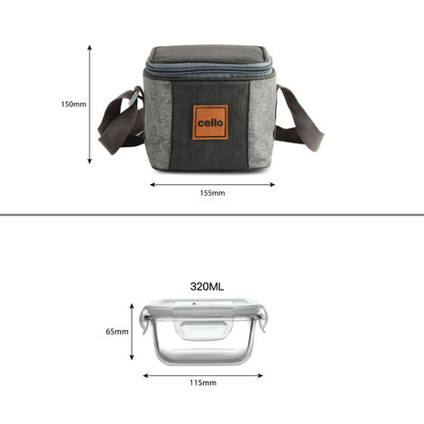 Cello Glassy Square Lunch Box | Microwavable Borosilicate Glass | Clear - 320 ml