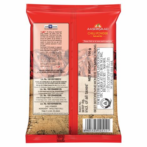 Aashirvaad Chilli Powder, Red Hot Chilli Powder with No Added Flavours and Colours