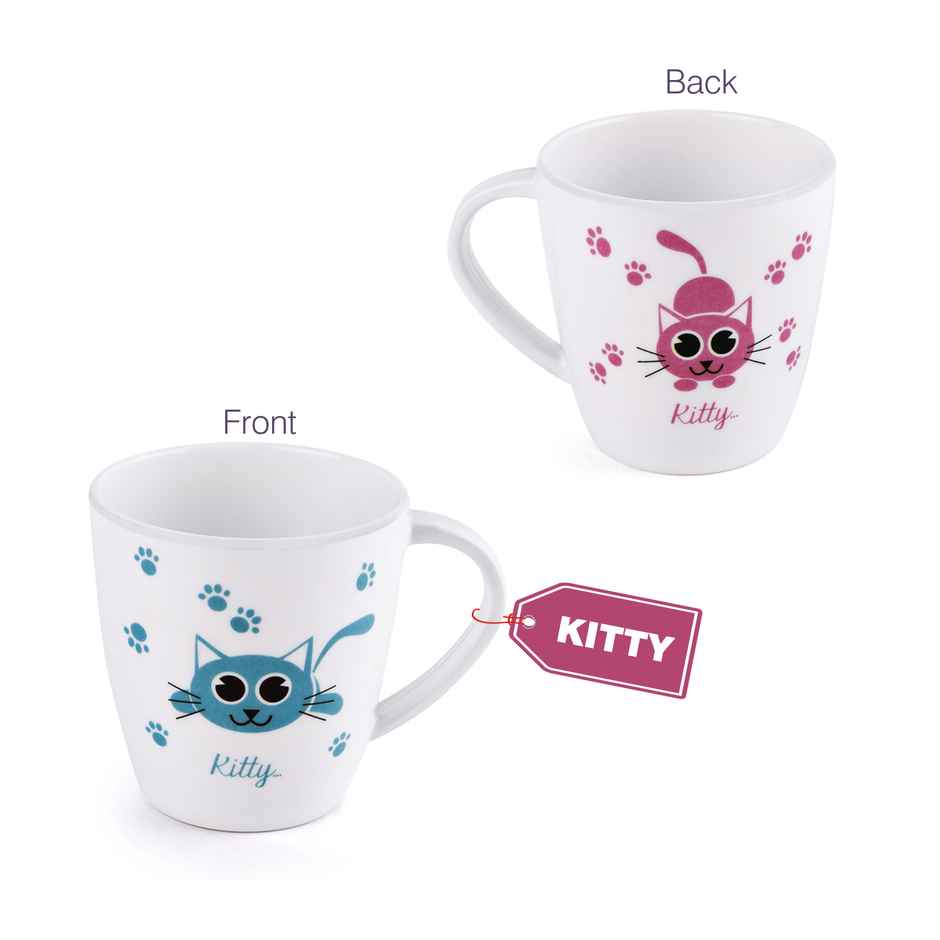 Cello Melamine Joycee Mugs, 200ml, Kitty design | Set of 4