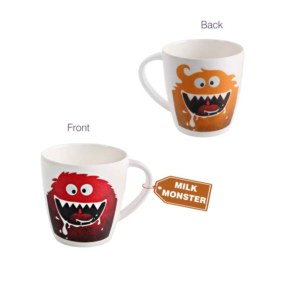 Cello Melamine Joycee Mugs, 200ml, Milk Monster design(Set of 4) | Assorted 