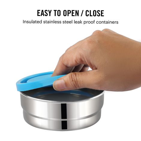 Cello Double Treat Lunch Box with Jacket (2 Unit Container - 300 ml, 1 Unit Oval Container) | Blue