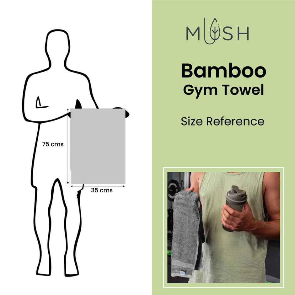 Mush 100 Bamboo Hand Towels 550 GSM Soft Absorbent Quick Dry 40x60 cm Navy Grey