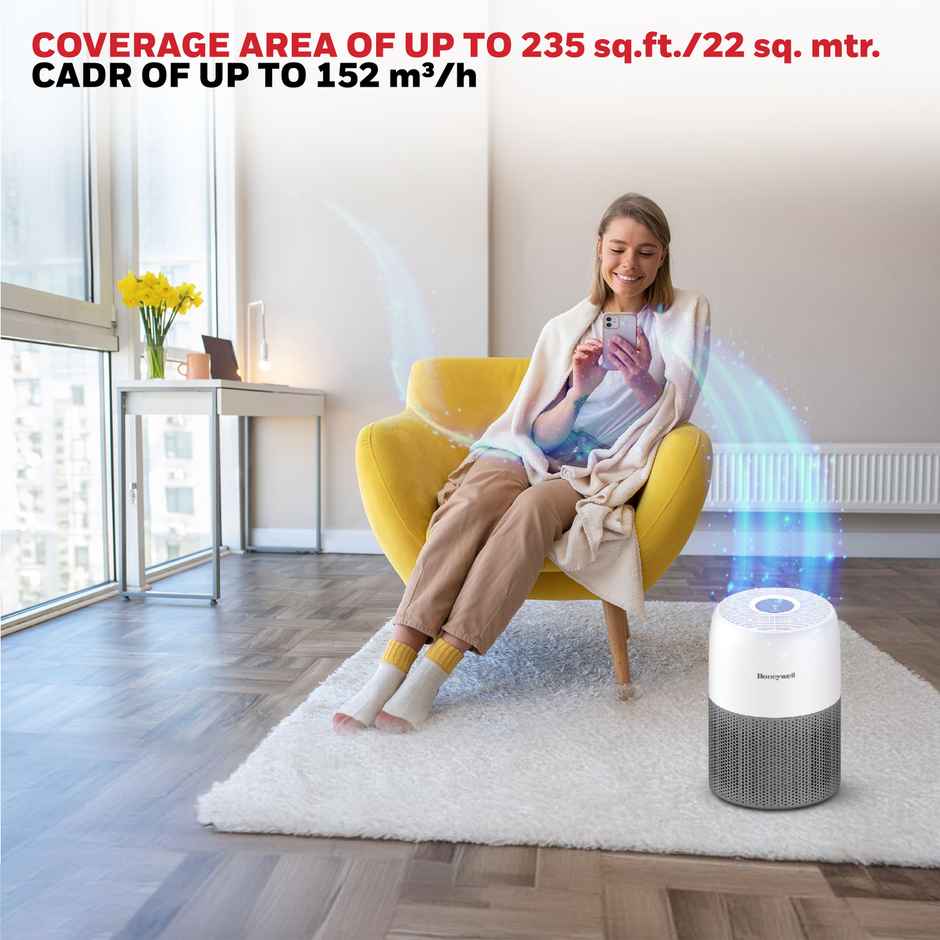 Honeywell Air Purifier for Home & Office, 3-in-1 filter, H13, HEPA,  Activated Carbon Filter, Removes 99.99% Pollutants, Allergens, Pet Danger, Smoke, Dust & Pollens - Air touch V1 - White