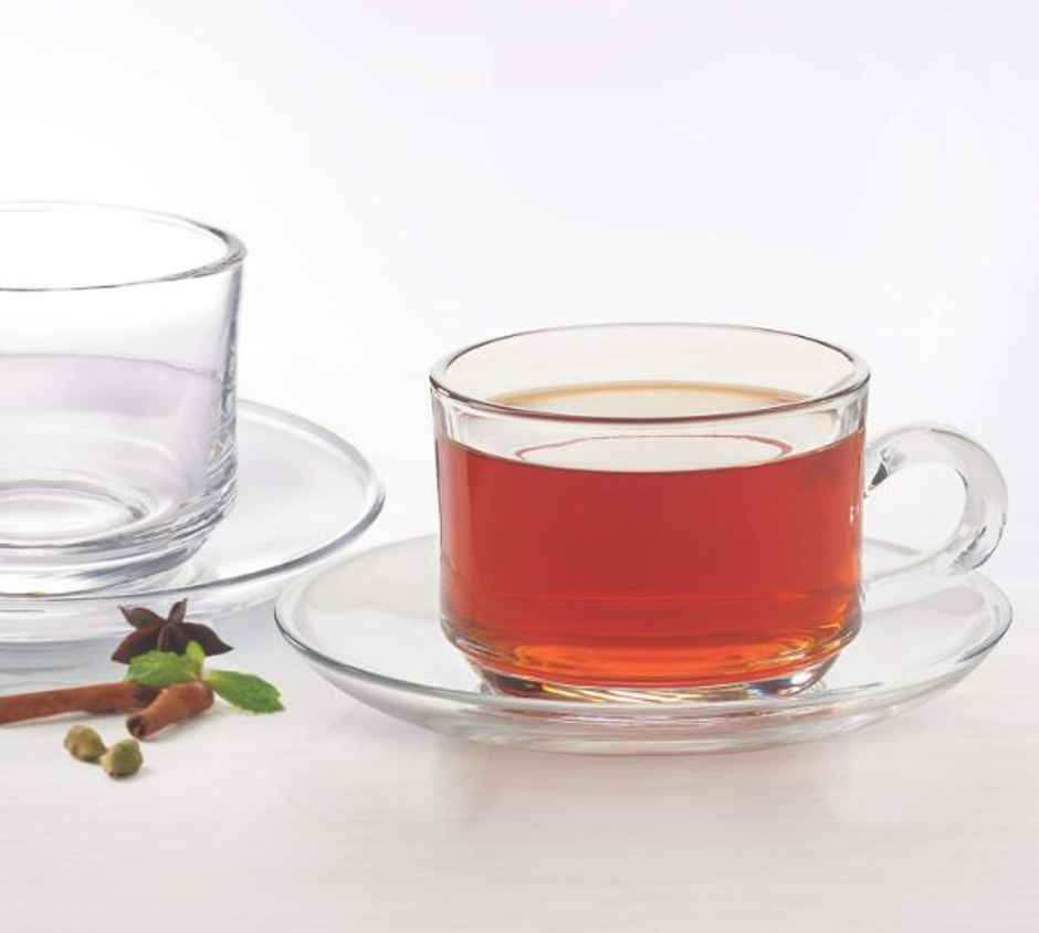 Treo By Milton Bistro Cup And Saucer, Transparent, Set Of 12