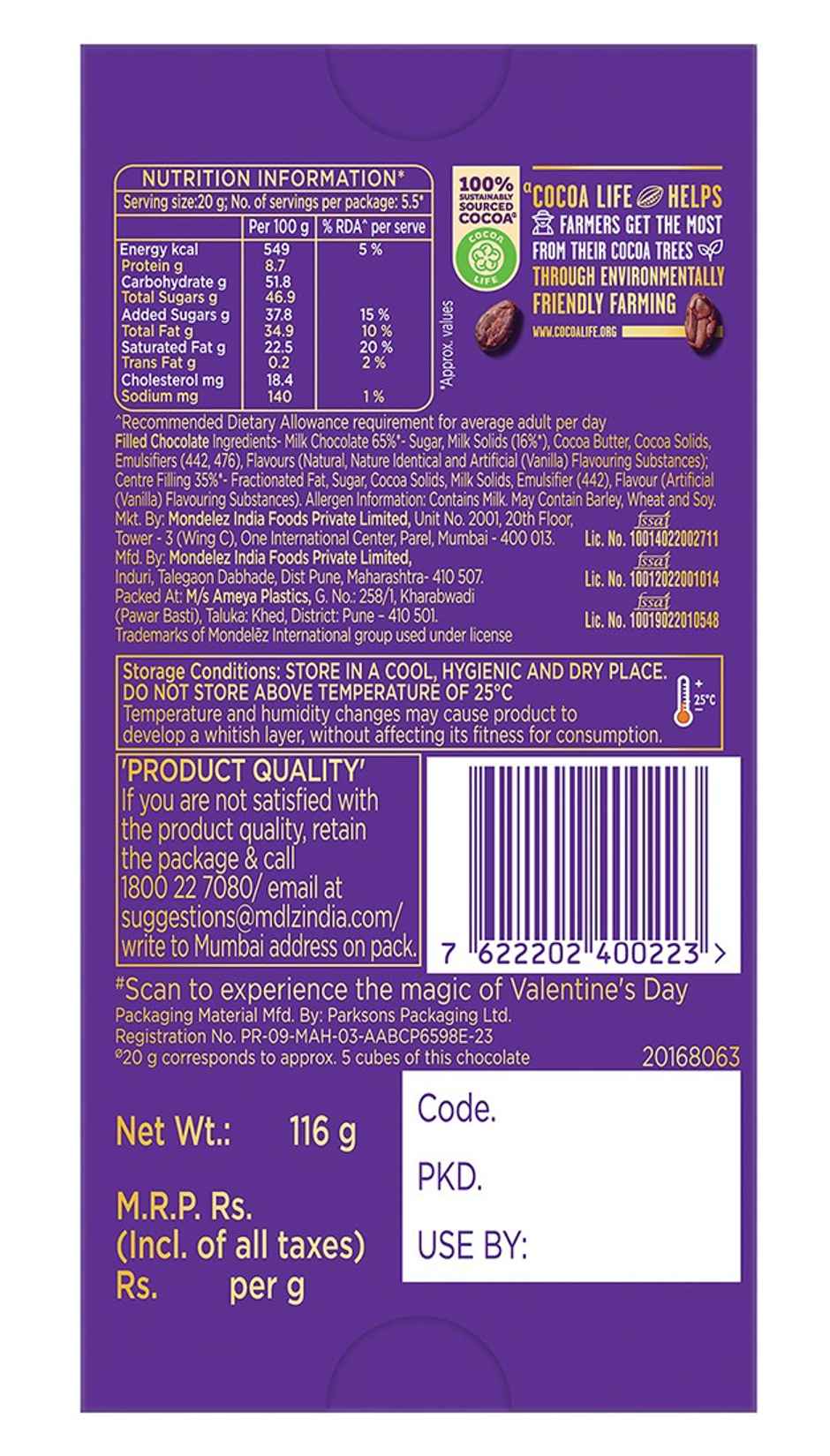 Cadbury Dairy Milk Silk Mousse Chocolate Bar Valentines Gift Pack