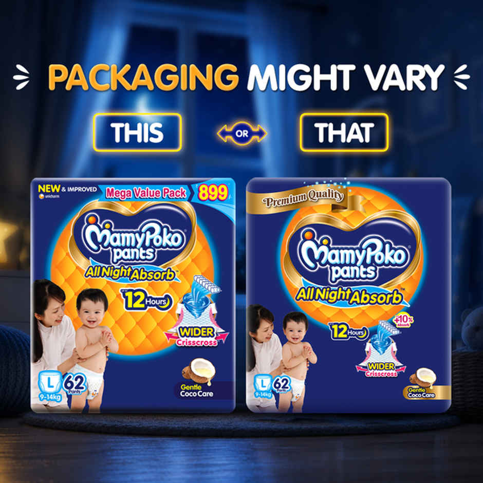 Mamypoko All Night Absorb Pant Style Diaper | L | 62 pcs