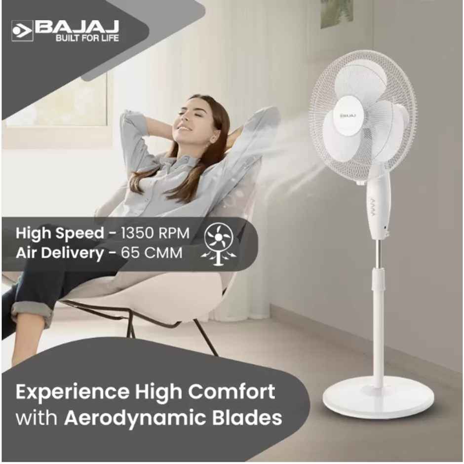 Bajaj Crest Neo Pedestal Fan, 400mm, All White