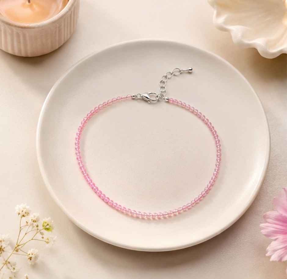 Rose Quartz Crystal Anklet | ServDharm