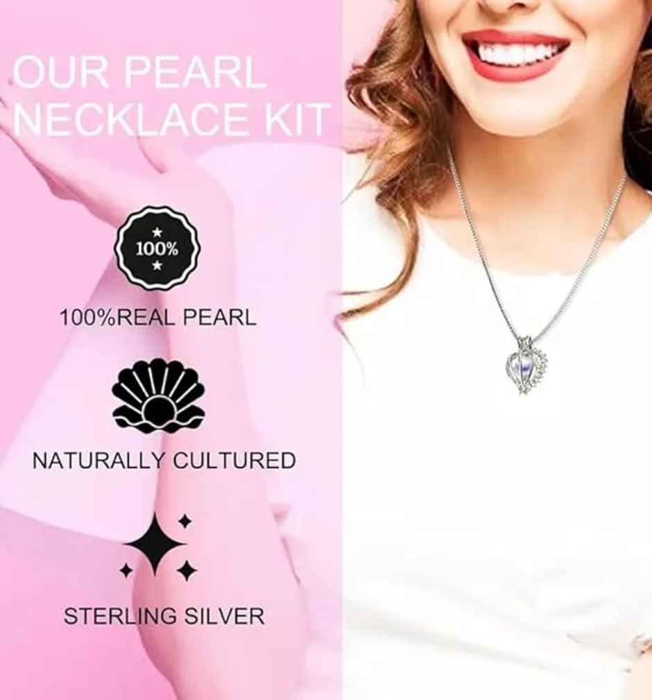 Mystery Pearl Gift Set | Heart Cage Necklace Real Pearl Romantic Surprise | Perpetual Mart
