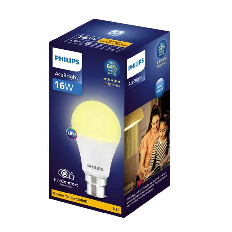 Philips 16 W LED Bulb Warm White | 6500K | Energy Efficient | B22 Base Holder