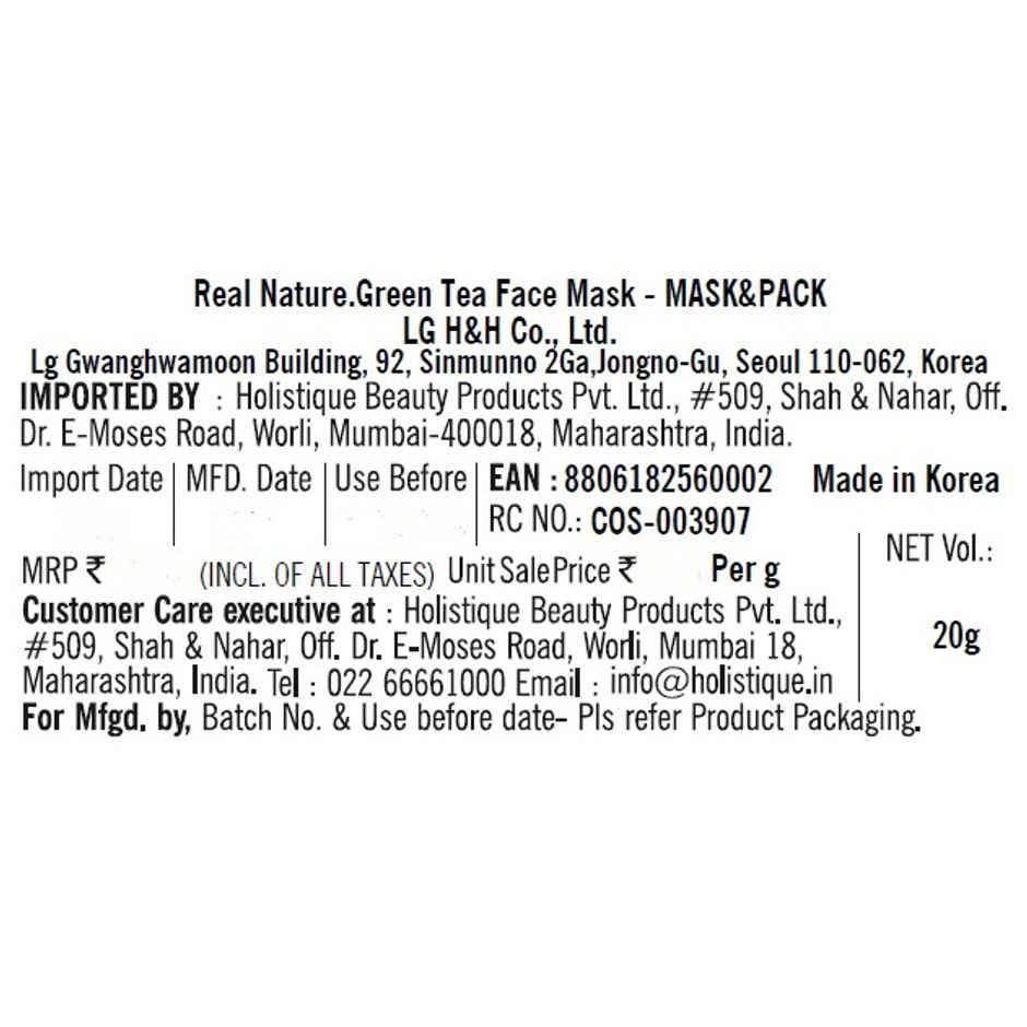 The Face Shop Real Nature Green Tea Face Mask | Sheet Mask