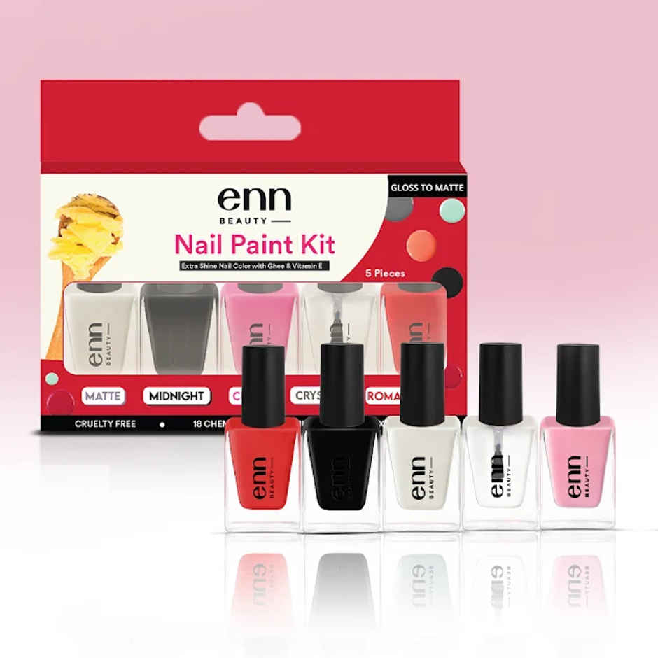 ENN Beauty Extra Shine Nail Paint Kit With Ghee | Glossy To Matte