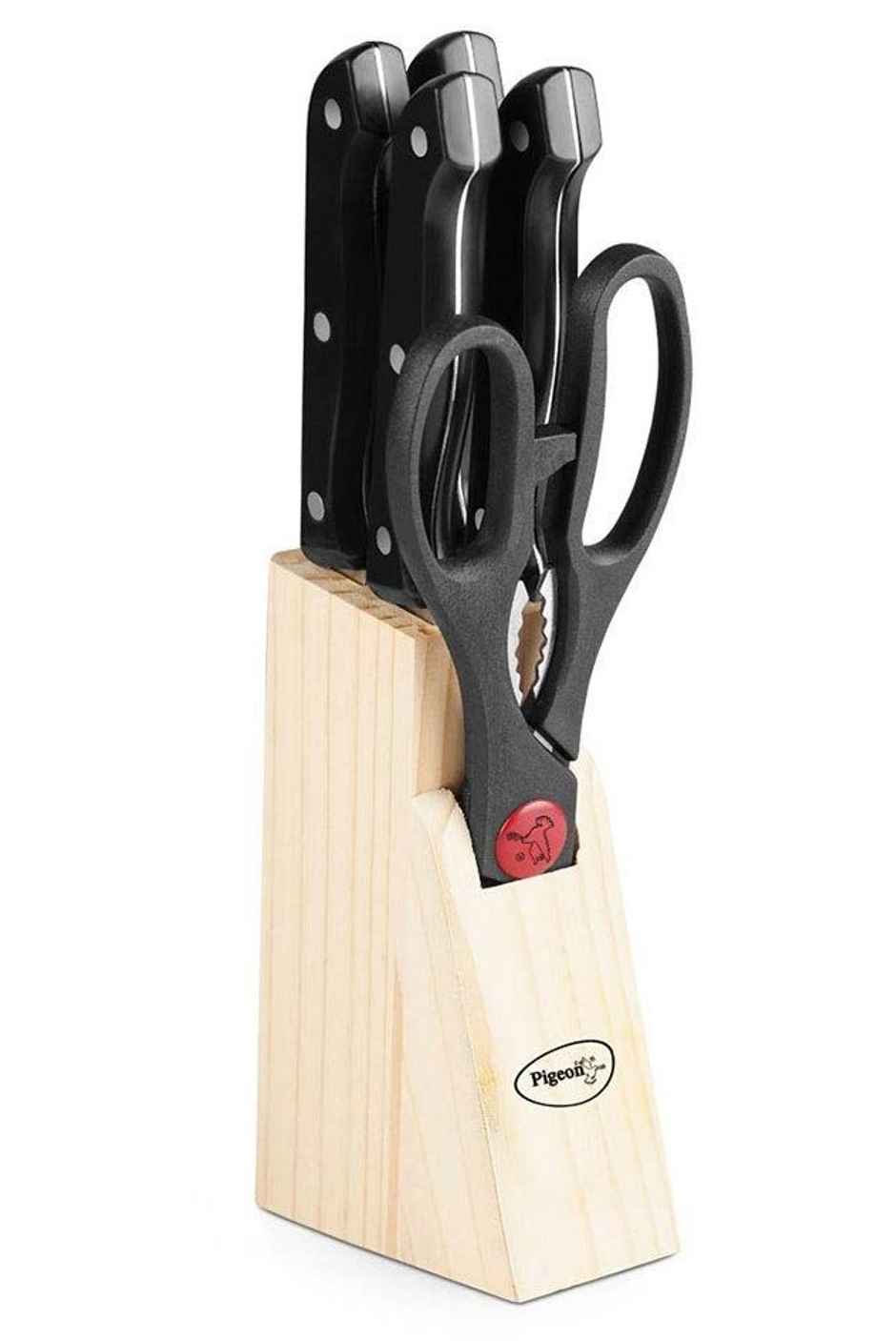 Pigeon Wooden Block Kitchen Knife - 6 pc