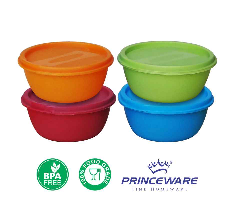 Princeware Store Fresh Bowl Container Set of 4 Pieces | 525 ml Each (Colour May Vary)