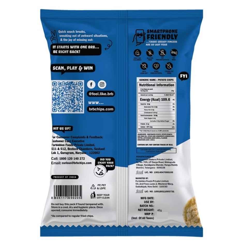 BRB Potato Popped Chips | Salt & Pepper Flavour